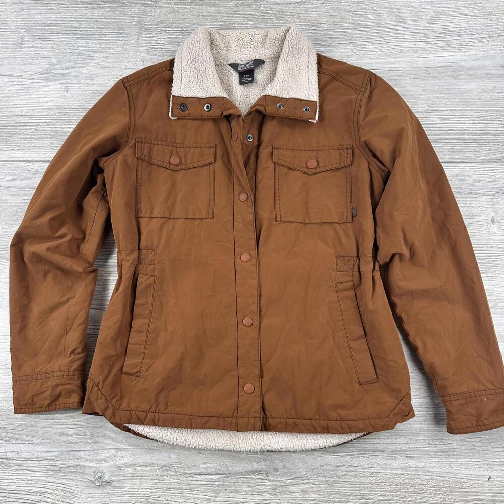 Outdoor Research Jacket Womens Small Brown Wilson Shirt Jacket Sherpa Lined EUC